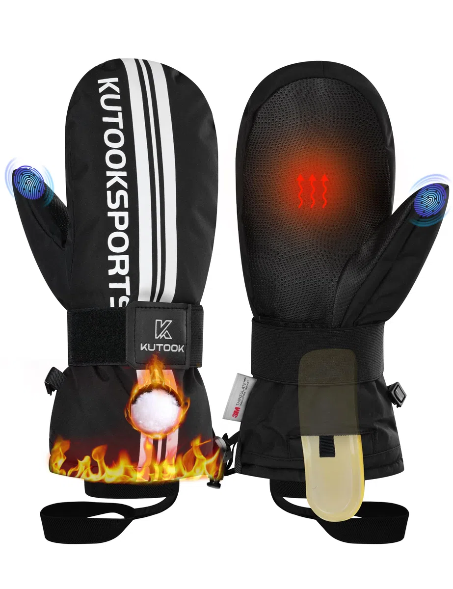 KUTOOK Guanti da Sci e Snowboard Uomo e Donna Guanti da Sci Guanti da Neve Guanti Invernali Touchscreen Impermeabili Antivento per Sport Outdoor
