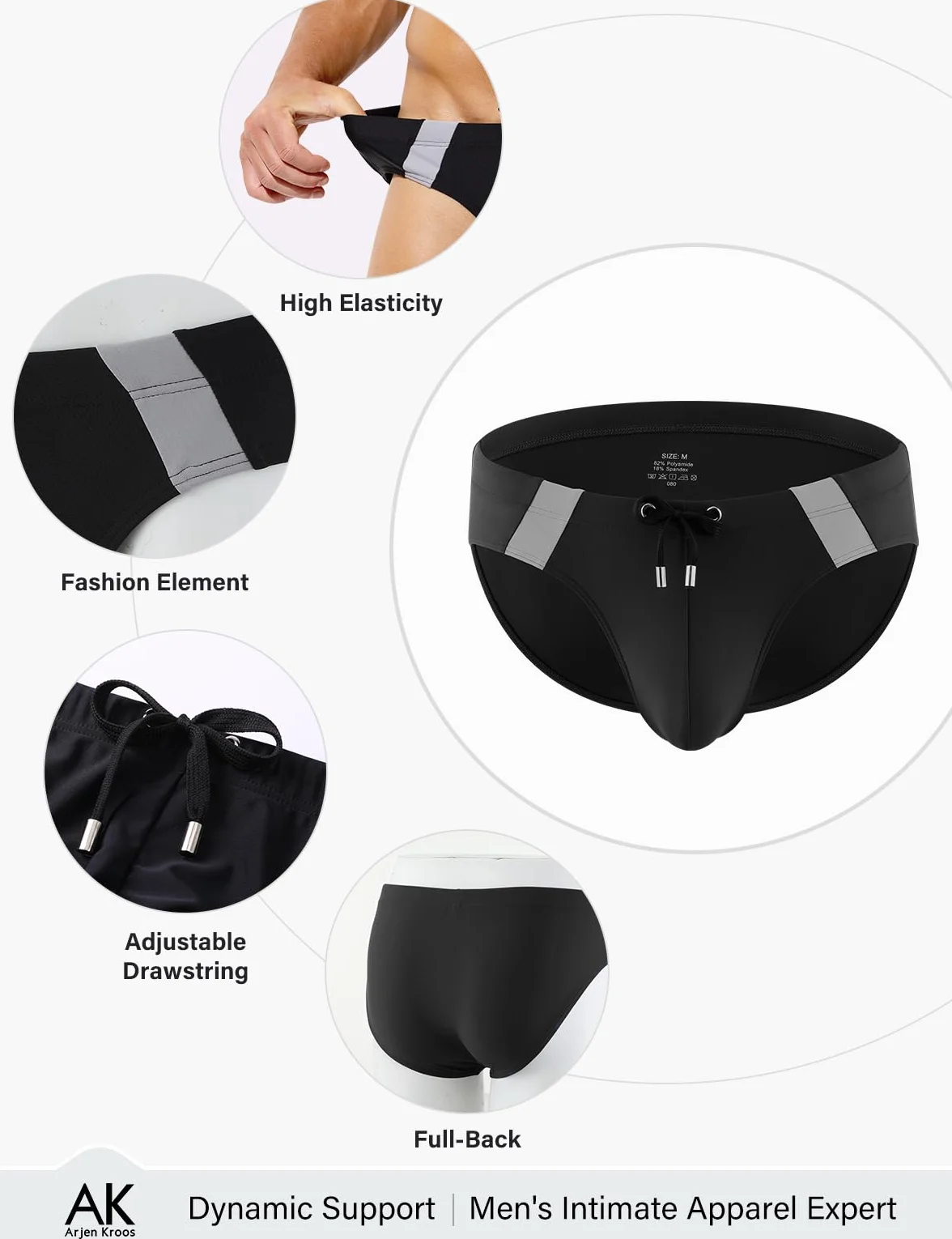 Arjen Kroos Costume Slip Uomo Mare, Slip da Bagno con Coulisse a Vita Bassa, Asciugatura Rapida, Swimming Brief per Nuoto Spiaggia Piscina