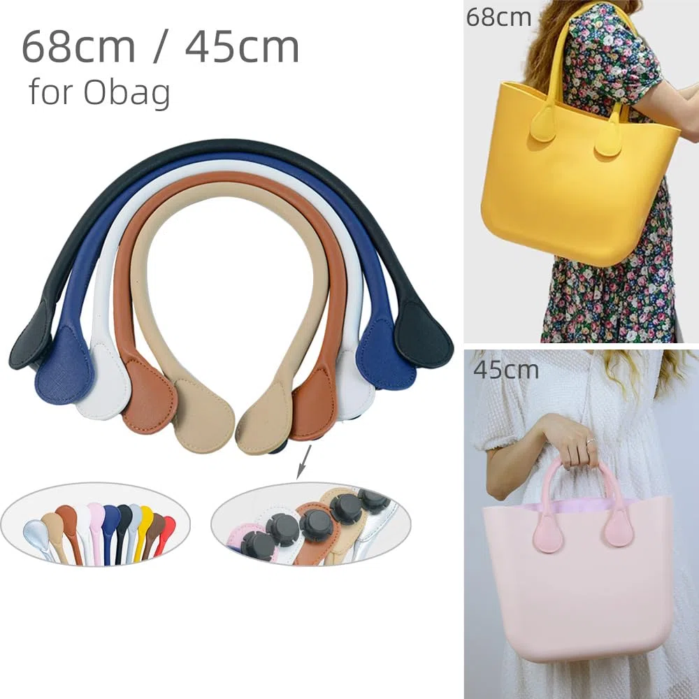 Nuovo 1 paio di manici corti e lunghi in pelle PU rotondi per Obag Classic Mini O bag accessori di ricambio per tracolle. (Bianco 68 cm)