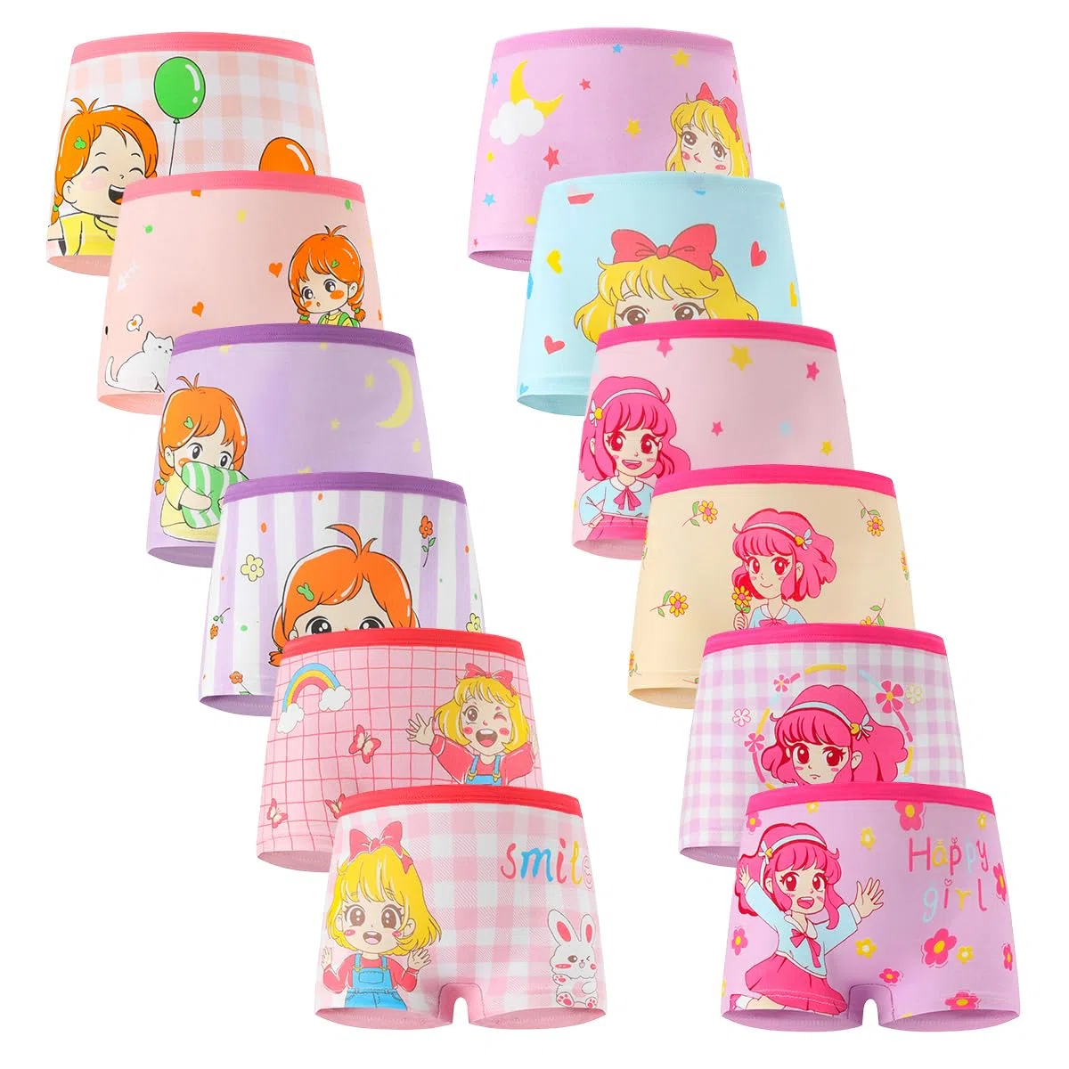 Confezione da 12 Mutandine per Neonate Mutandine a Pantaloncino Mutandine in Cotone Intimo Mutandine morbide (2-8 Anni)