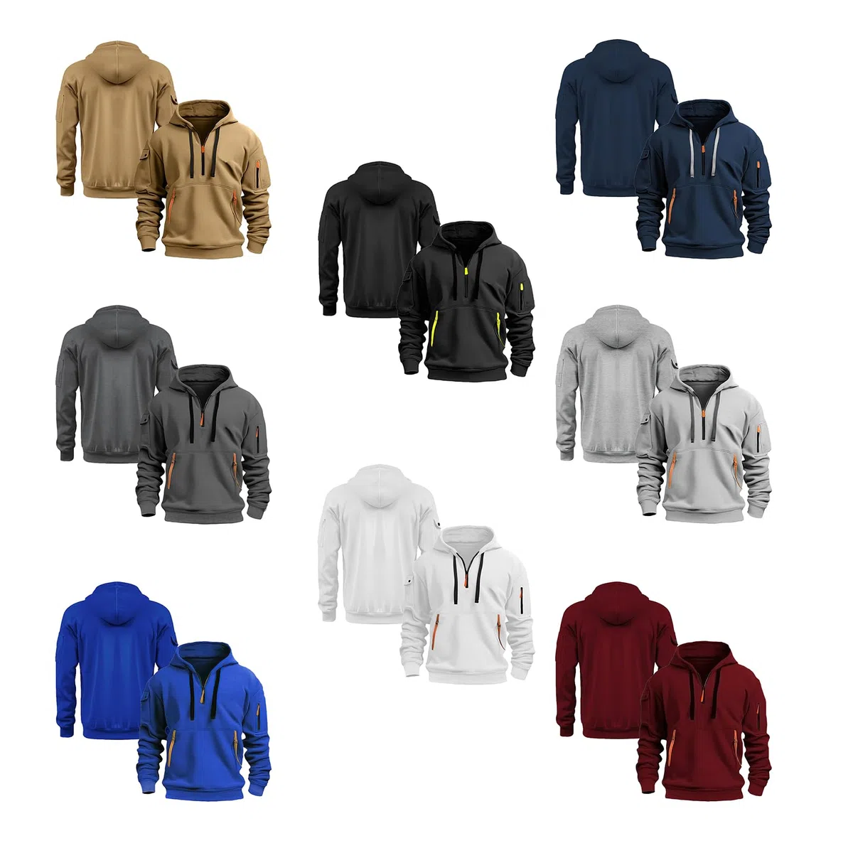 Felpa con Cappuccio da Uomo Pullover per S.EC.URI.TY Abbigliamento Esterno Comodo Top Giacca Sportiva Tuta Tasche Cappotto Maniche Lunghe