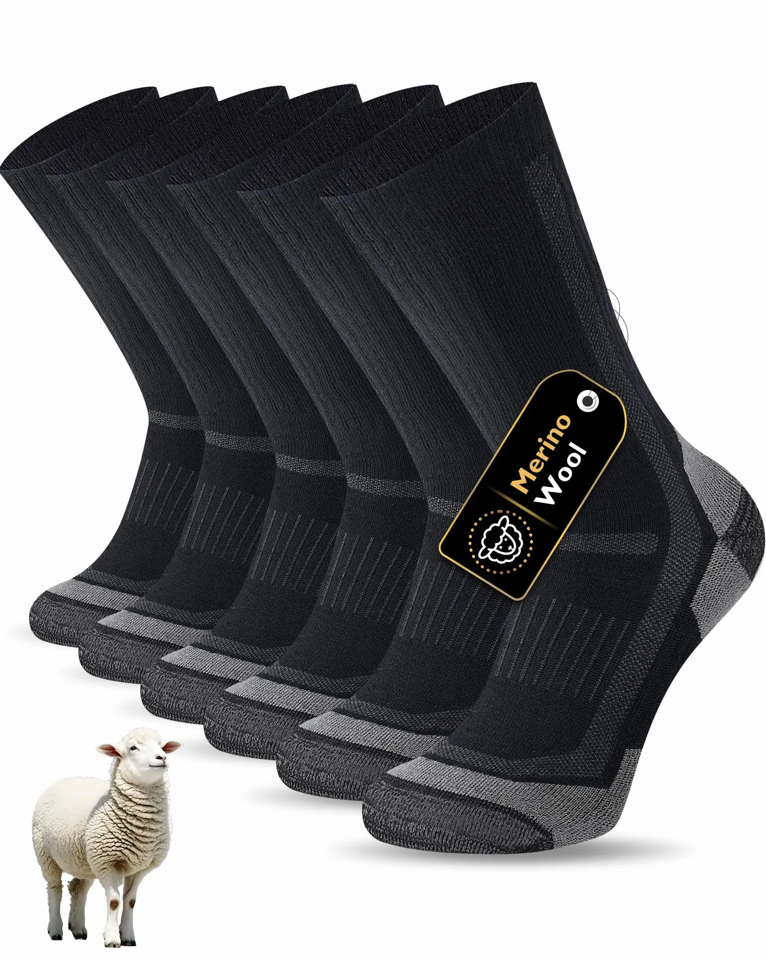 SockWaddles Calze Trekking In Lana Merino Uomo Donna, Acolchati Traspiranti Calzini, Ideali Per Trekking Running Lavoro Ciclismo Escursionismo 3 Paia