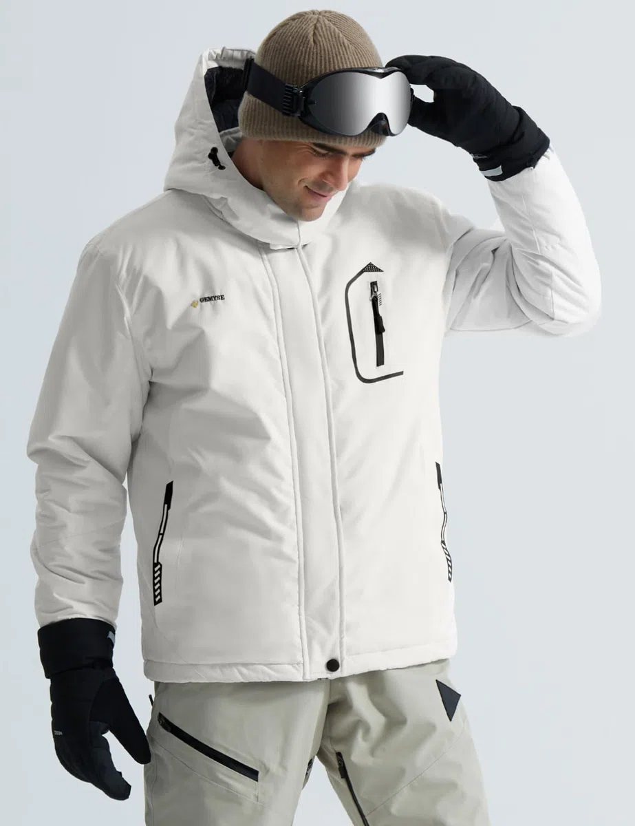 GEMYSE Uomo Giacca da Sci impermeabile montagna Giacche Pile invernale antivento Cappotto con Cappuccio