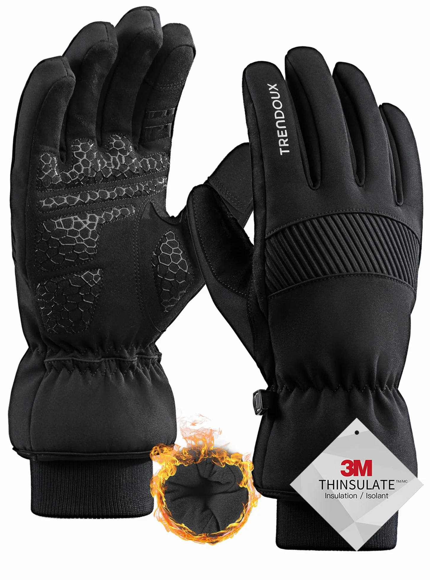 TRENDOUX Guanti Invernali Termici Antivento: Guanti Caldi Touch Screen Uomo Donna, Adatto per Ciclismo Running Alpinismo Sci Snowboard Neve Moto Guida Arrampicata Impermeabili Sportivi Lavoro