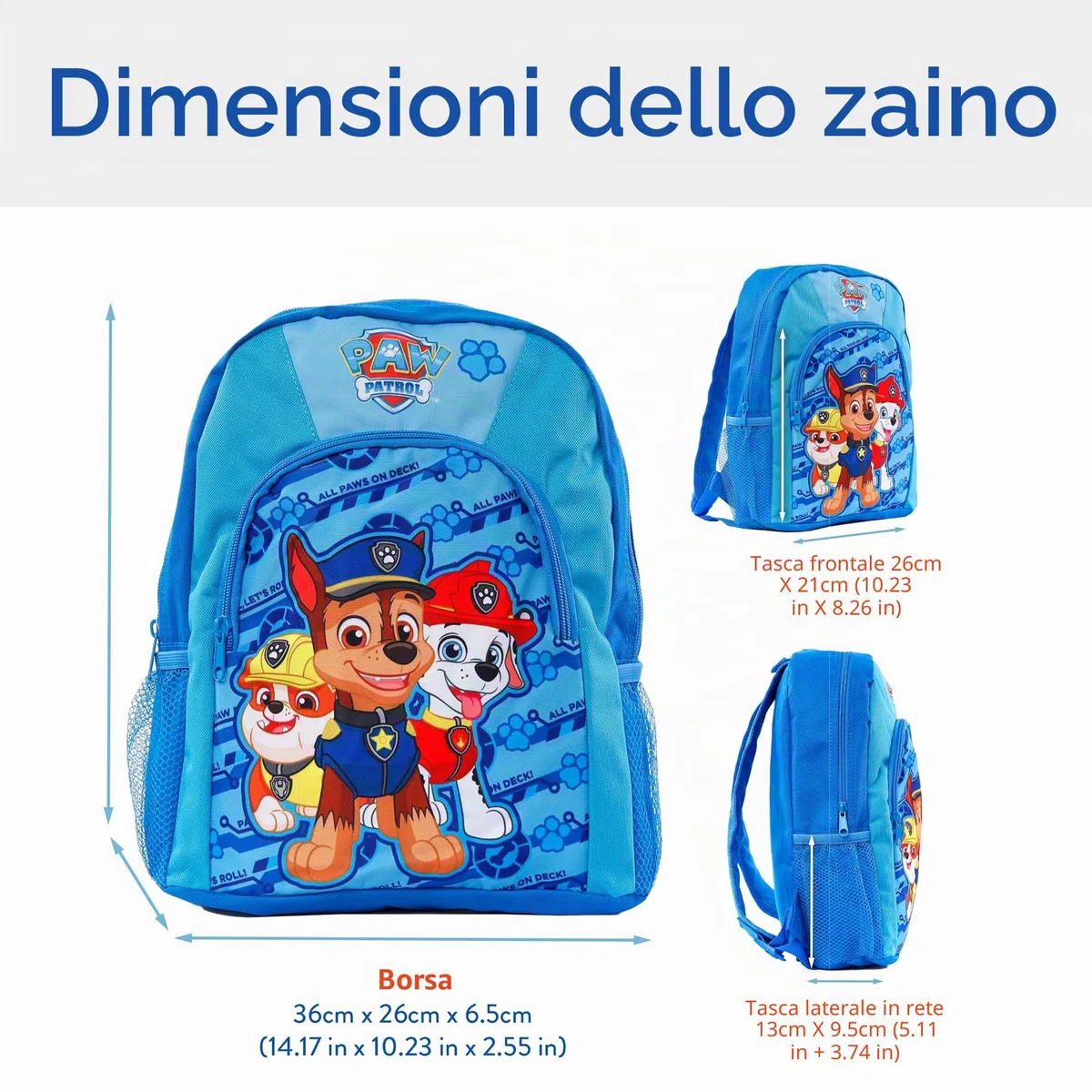 Paw Patrol Zainetto | Chase Rubble Marshall Zaini Ragazzo | Zaino Scuola per Bambini