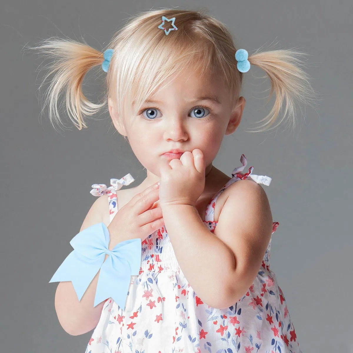 SKHAOVS 33 Pezzi Blu Tiny Hair Bows Clips Bambini Neonati Grosgrain Ribbon Bows Barrette per capelli Mollette per Capelli Bambina Fermagli Capelli Clip Dolci Elastici Ragazze(Cielo blu)