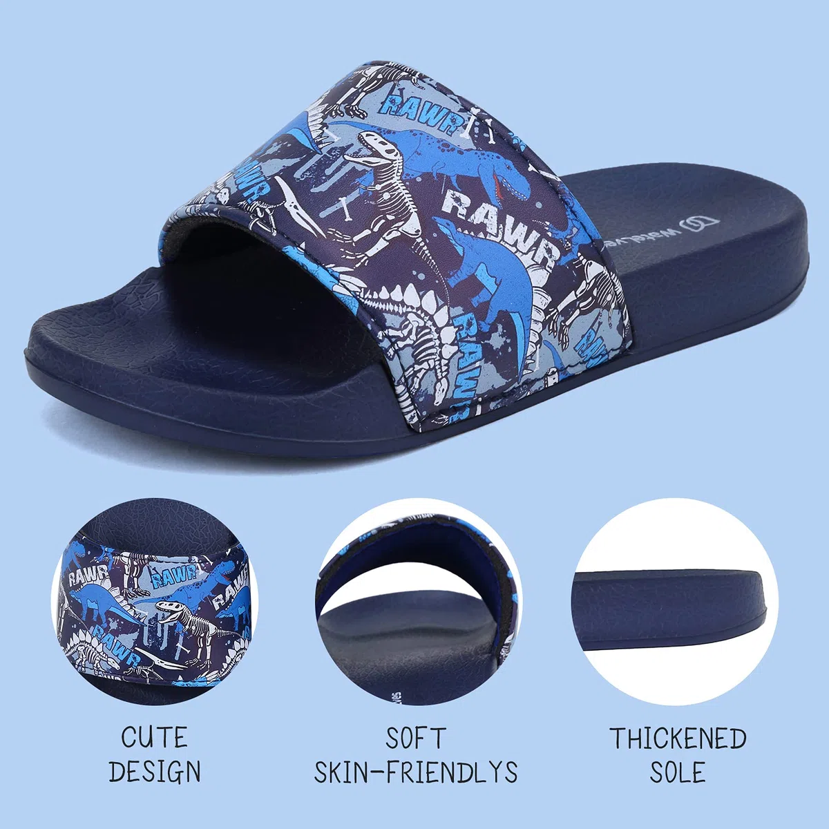 WateLves Ciabatte Bambina Estive Ciabatte Spiaggia e Piscina Antiscivolo Bambino Ragazzi e Ragazze Pantofole da Interno da Esterno a Punta Aperta(dinosauro 26/27EU)