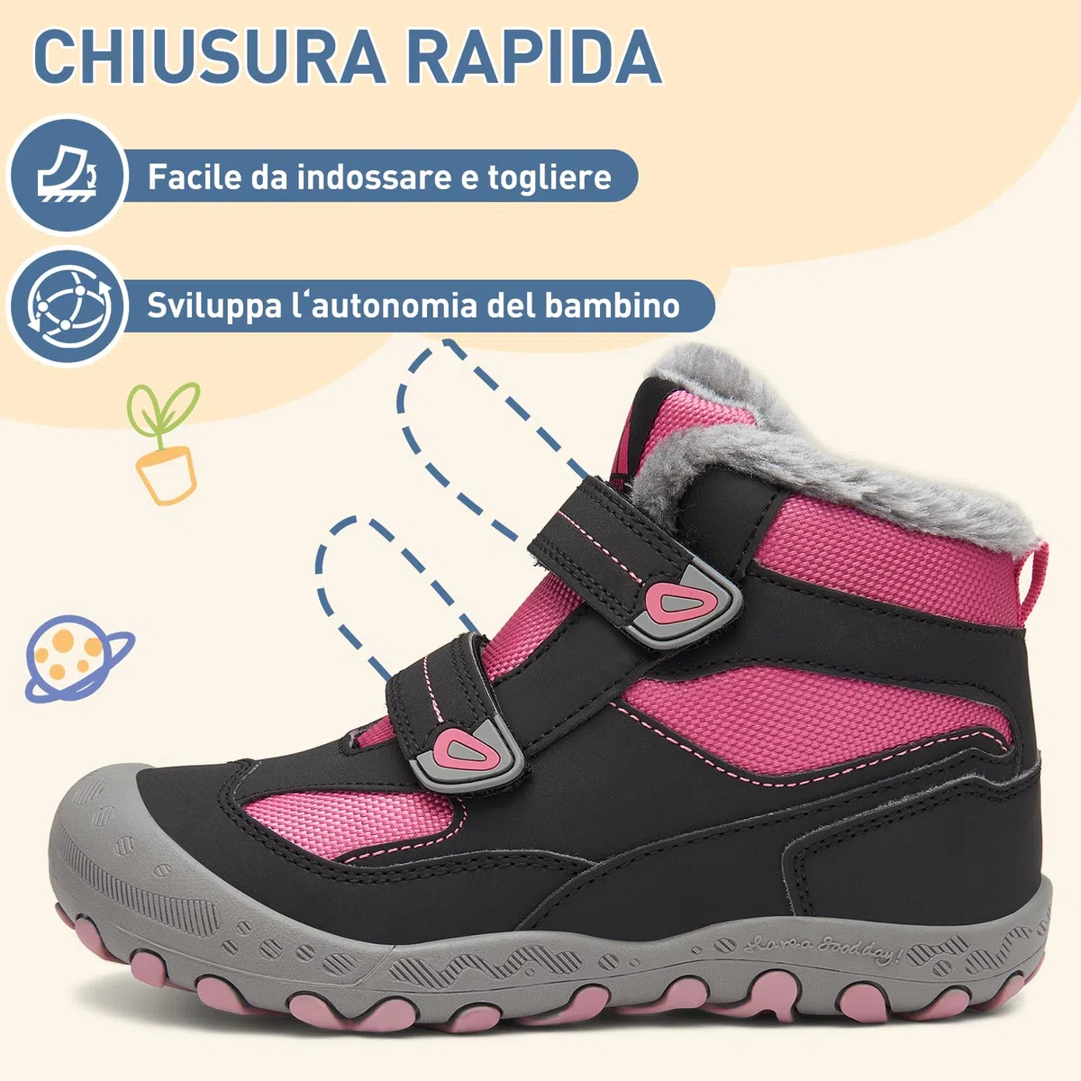 Mishansha Scarpe Invernali Bambini Antiscivolo Stivaletti Neve Bambina Caldo da Trekking Bambino 24-38 EU