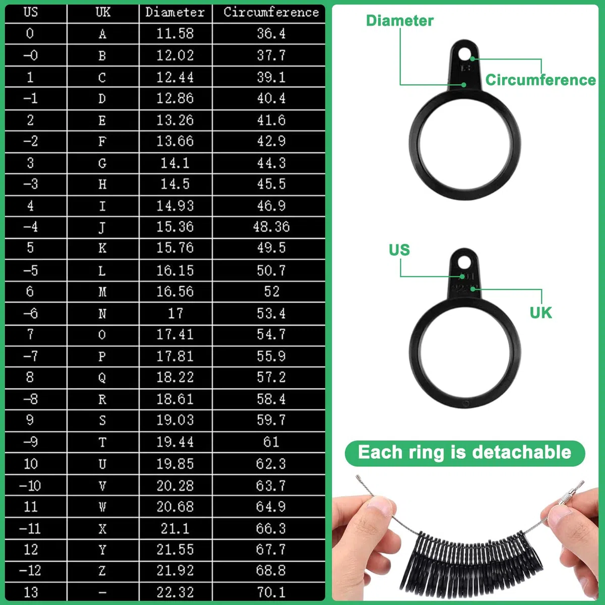 11 Pezzi Misuratore Anelli, Set Strumenti Misurazione per Gioielli, Misura Anelli per Riparazione e Creazione, Strumento con Mandrino Anello, Martello Gomma, Lucidatura Agata, Ring Sizer Scala