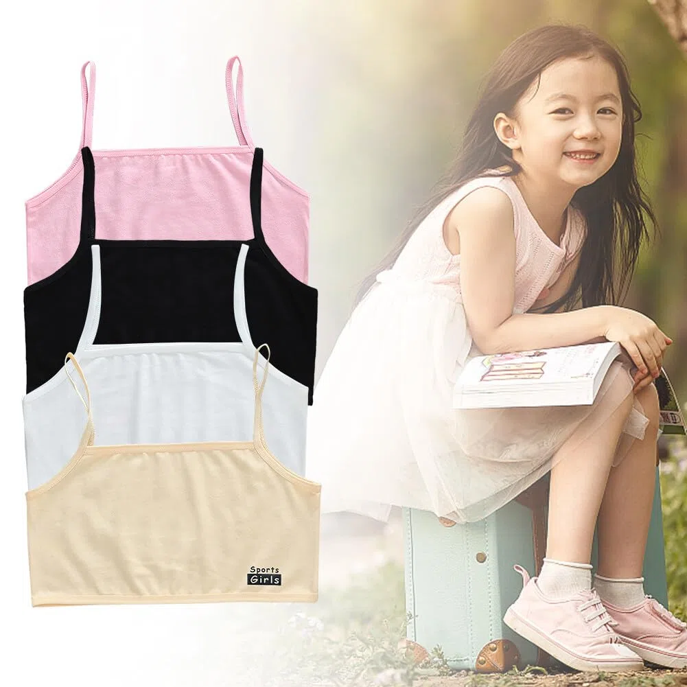 4Pcs Reggiseno in Cotone Bustier Sportivo Solido per Ragazze 8-12 Anni
