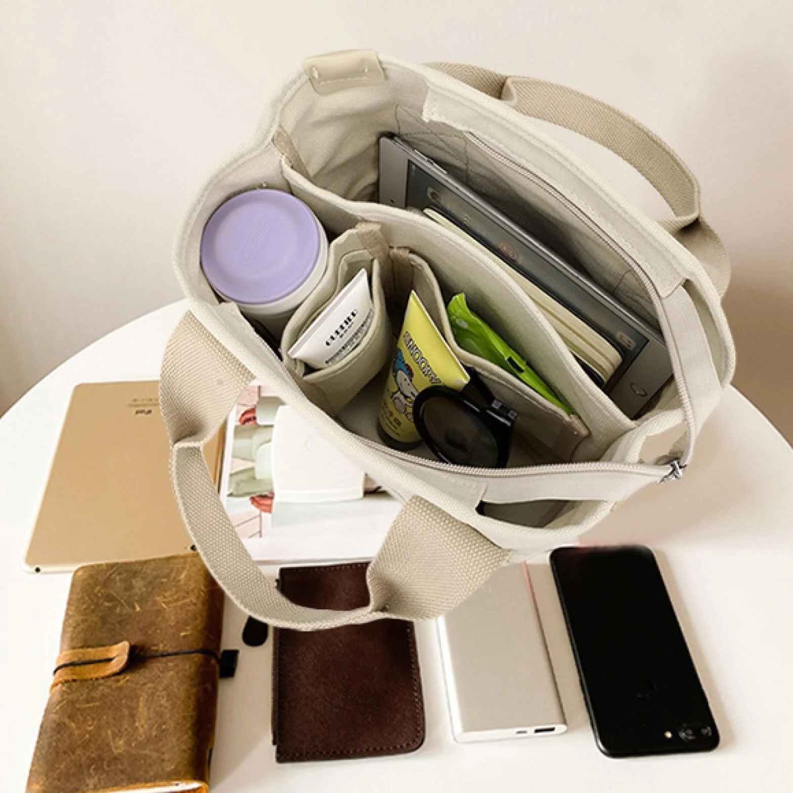 Aucuu, Borsa a mano in tela, borsa a tracolla da donna, con chiusura lampo, per tutti i giorni, scuola, shopping, lavoro, viaggi