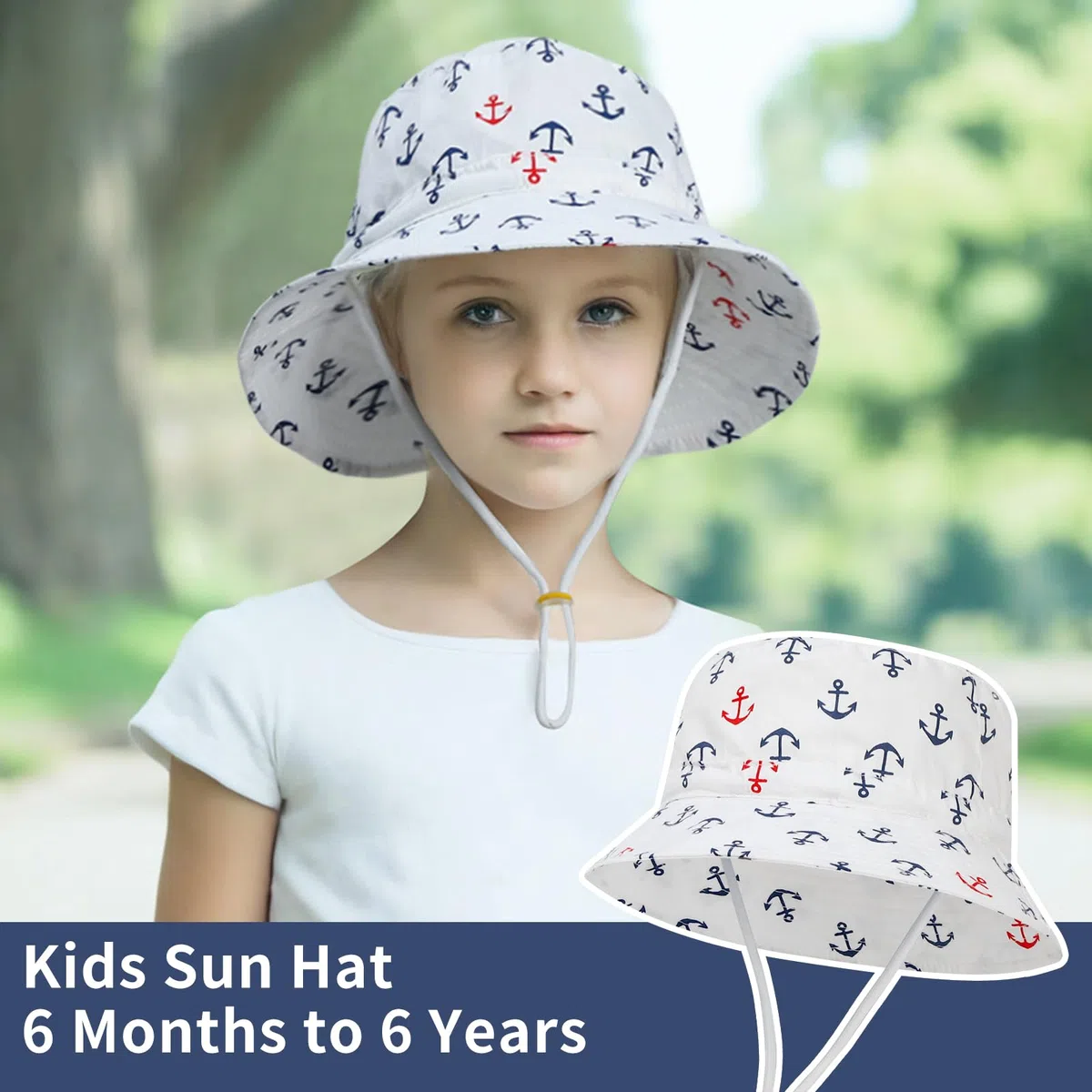 MASOCIO Cappellino Estivo de Sole per Neonato Bambino Cappello Spiaggia Tesa Larga con Sottogola Regolabile