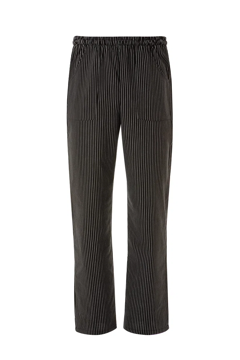 JOBLINE Pantalone da Lavoro Unisex gessato con Elastico e Laccio Misto Cotone Chef, Cuoco, Catering tg. XS - 4XL