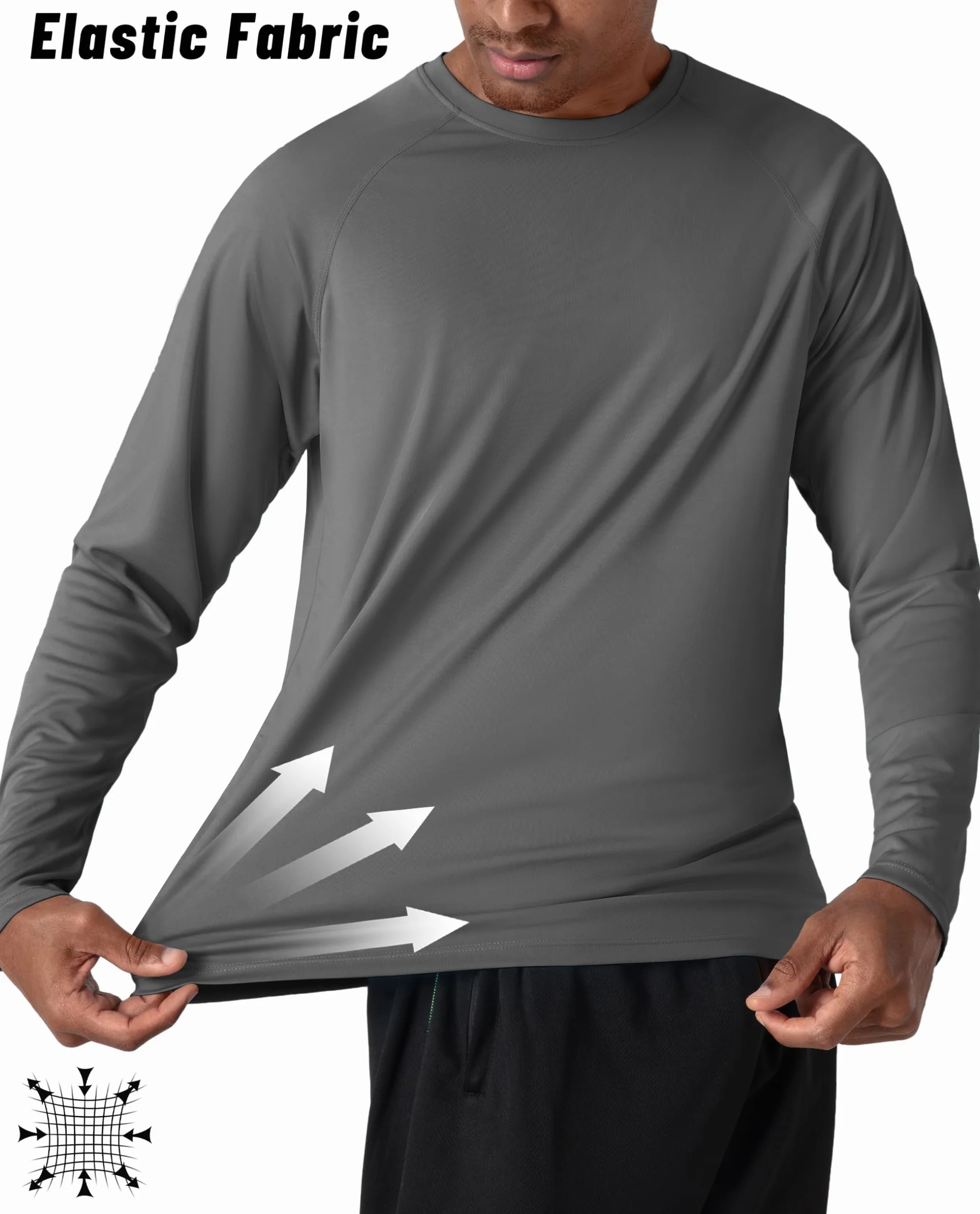 KEFITEVD, maglietta da uomo con protezione UV UPF 50+, a maniche lunghe, ad asciugatura rapida, comoda, estiva, per escursioni, jogging