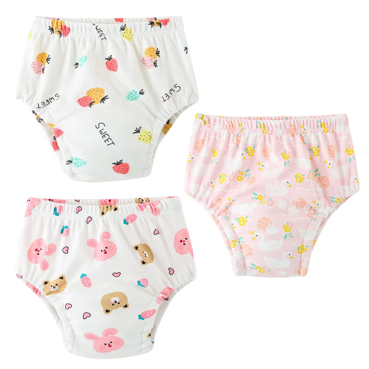 Mutandine di Apprendimento Intimo per Bambini 3 Pezzi Pantaloni da vasino per Bambino Bambina Cotone Assorbente