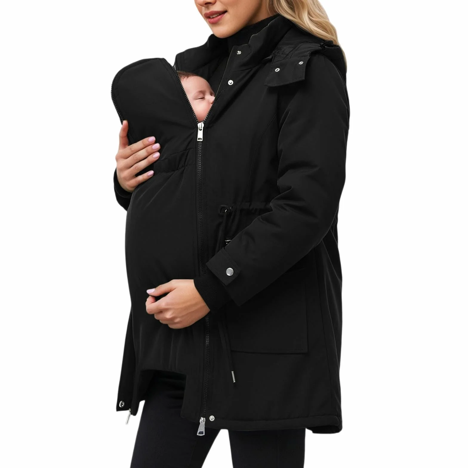 pvucpot Giacca di Cotone 3 in 1 Inverno Lungo Buffer Piumino Parka con Cappuccio con Tasche Giacca di Cotone Impermeabile 2025