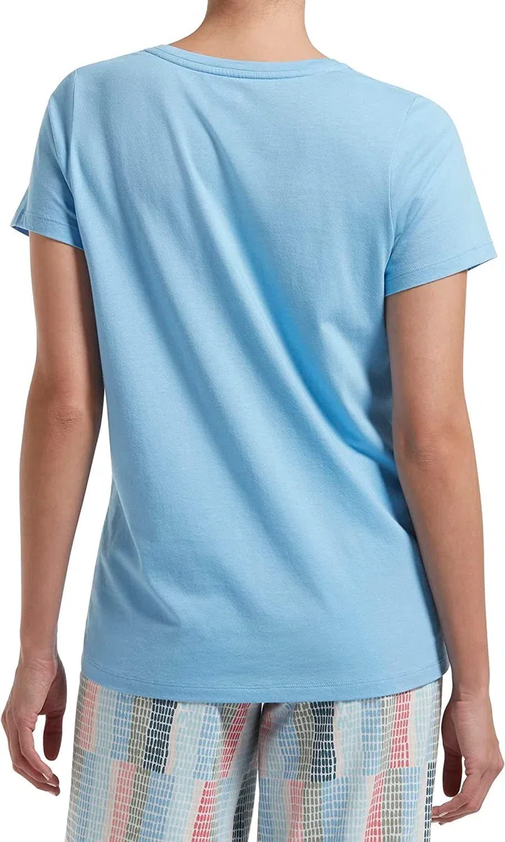 Hue Women's Short Sleeve V-Neck Sleep Tee, Bella Blue, Large