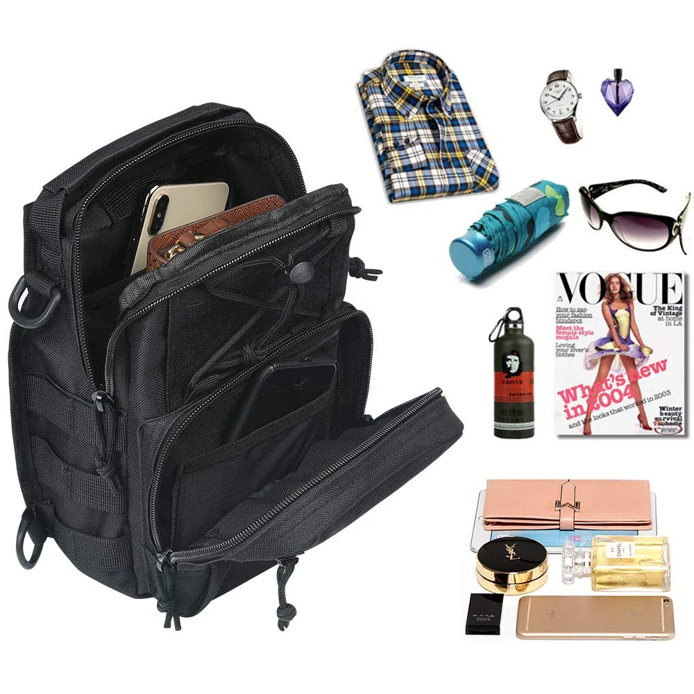 flintronic Borsa Petto Tattico Militare, Zaino Monospalla Uomo Borsello a Tracolla Molle per Campeggio Ciclismo Escursione Hiking Sport