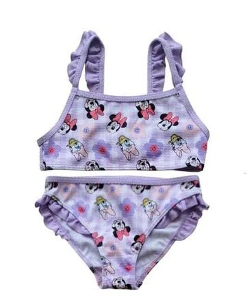 Disney Costume Minnie per Mare e Piscina, Costume da Bagno Due Pezzi Top e Mutandina per Bambina e Ragazza. (IT, età, 4 Anni, YE18088 Viola)