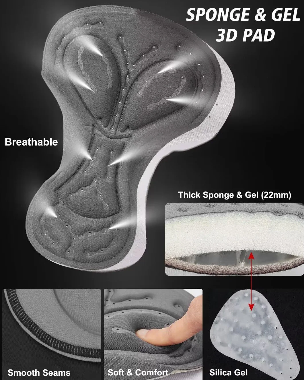 ROTTO Uomo Ciclismo Intimo con Imbottitura in Gel 3D Bici Pantaloncini Fodera MTB Traspirante ad Asciugatura Rapida
