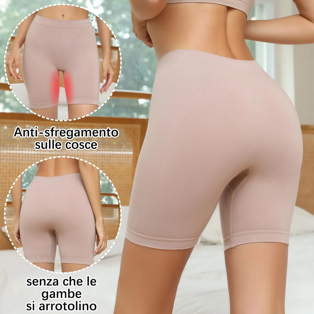Channo Pantaloncini Anti sfregamento in Cotone, con Sostegno Leggero, Tessuto Morbido ed Elasticizzato
