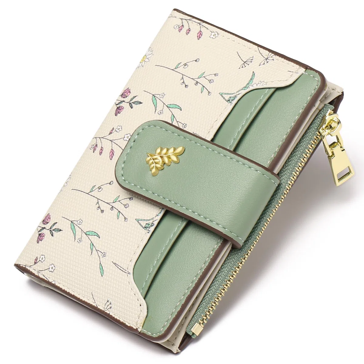 GAEKEAO Portafoglio Donna Piccolo RFID Blocking Leather Bifold Zipper Pocket Wallet Titolare di Carta di Credito con Finestra ID