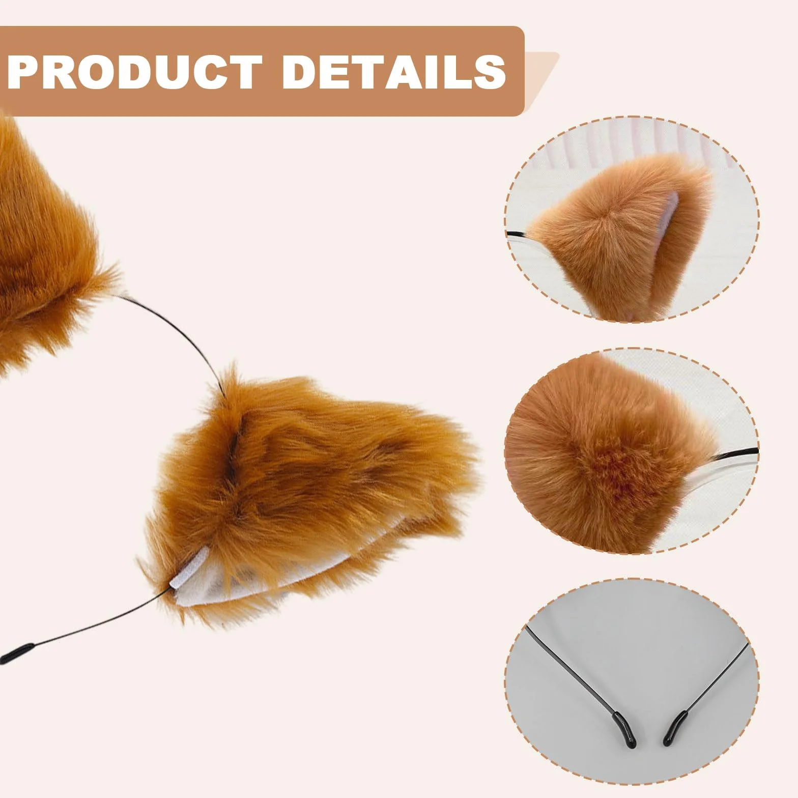FUIPVGI 2 Pezzi Fascia per Costume di Volpe con Orecchie, Accessori per Travestimenti Cosplay di Halloween e Spettacolo Teatrale