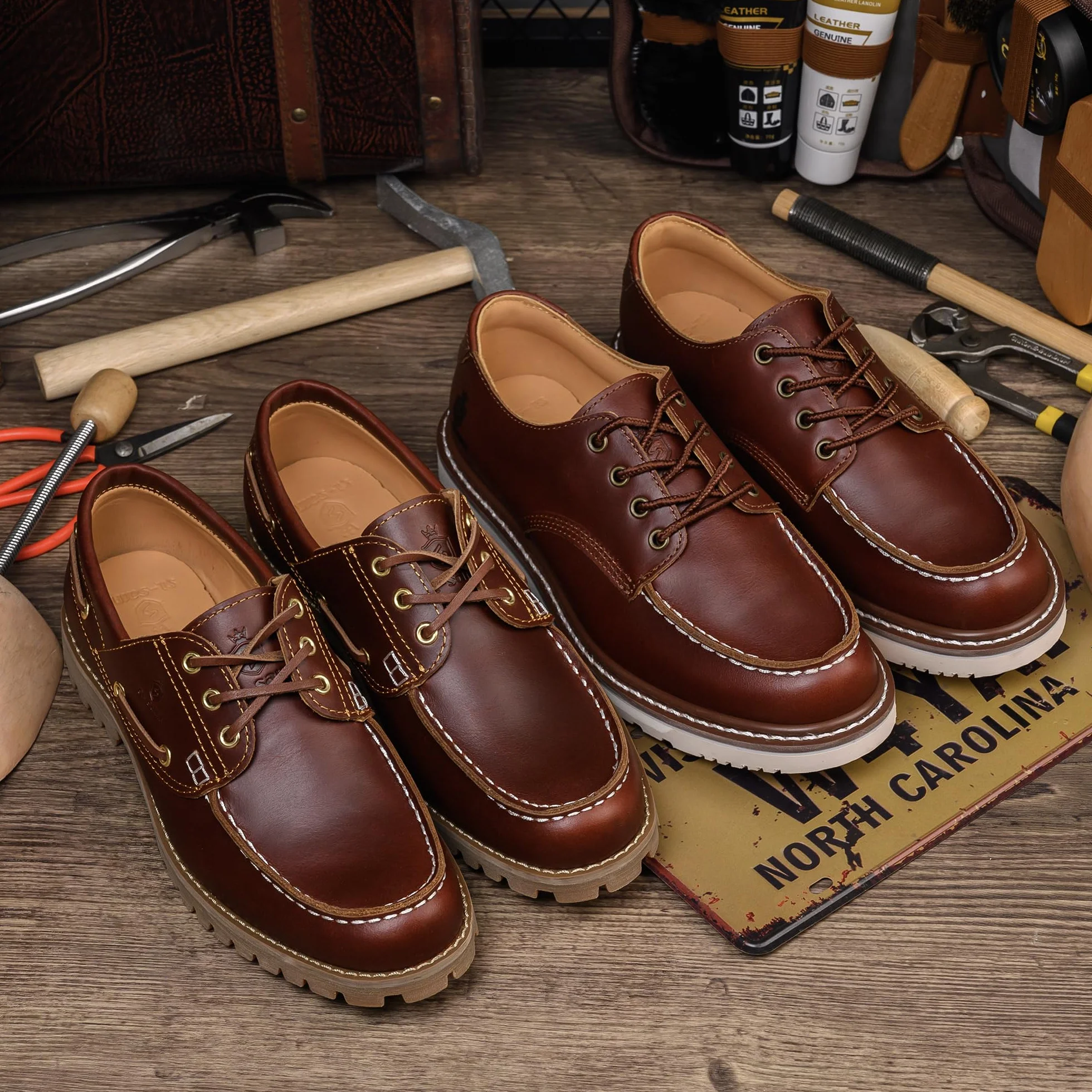 Fatti a Mano Uomo Classico da Barca e da Ponte Scarpe Punta Moc Allacciate Pelle Pieno Fiore Moda