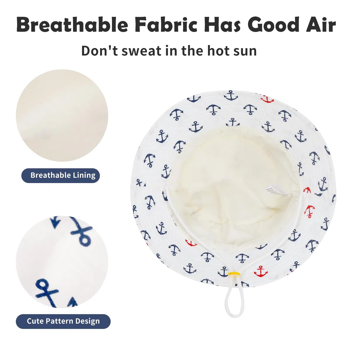 MASOCIO Cappellino Estivo de Sole per Neonato Bambino Cappello Spiaggia Tesa Larga con Sottogola Regolabile