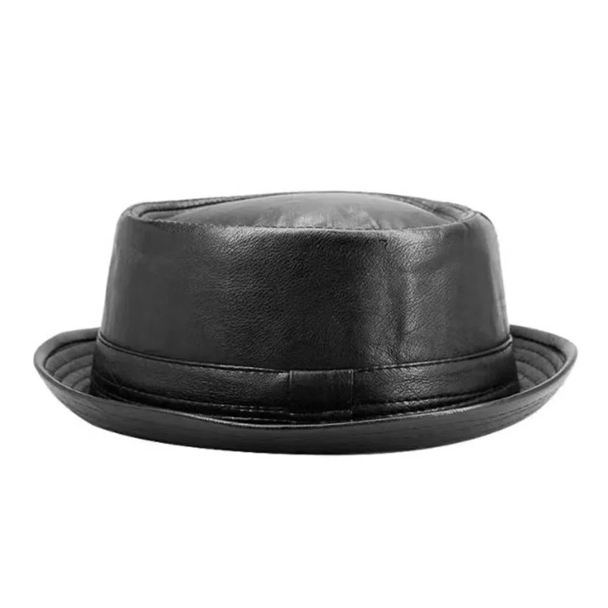 Cappello Pork Pie Uomo Unisex Leather Trilby Hat Retro Autumn Porkpie Caps Vintage Jazz Hats With 2 Gray Suede Cleaning Cloth