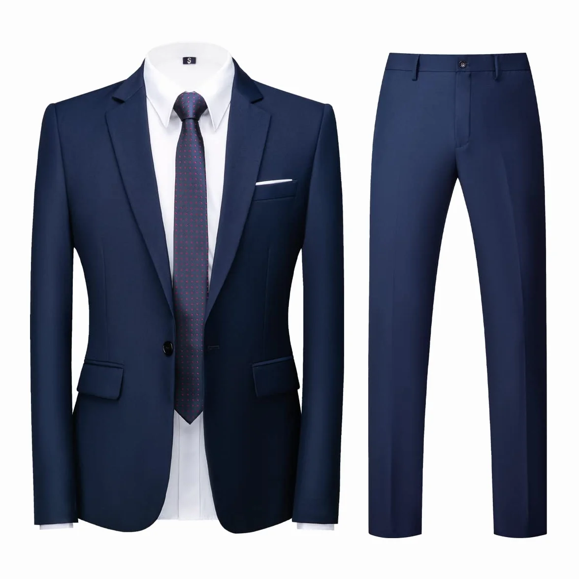 KUDORO Abito da Uomo 2 Pezzi Slim Fit Abito Abiti da Sposa Puro Colore Un Bottoni Abito da Smoking Blazer Pantaloni
