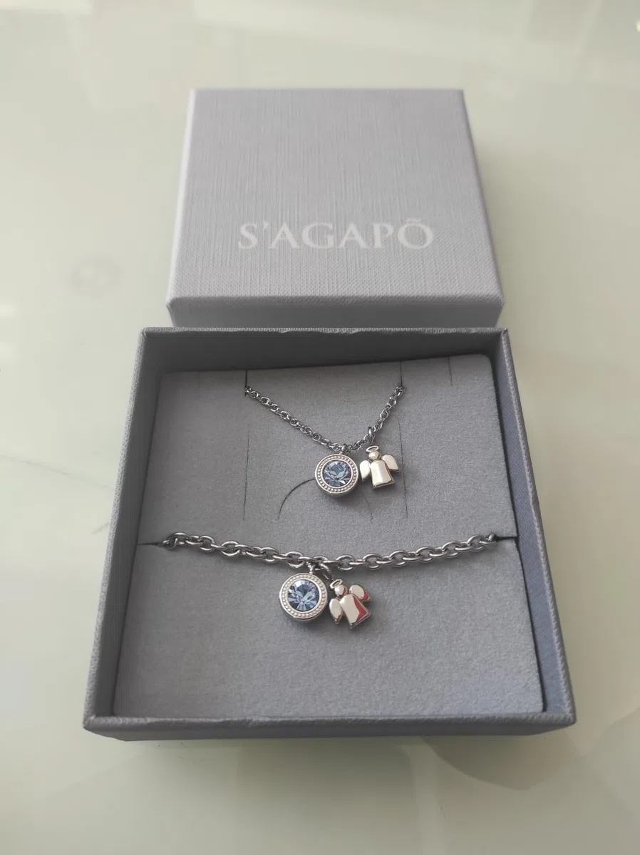 Generico S'agapò Collana e Bracciale Donna Acciaio Angelo SKT03 SKT13