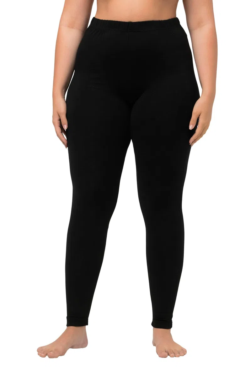 Ulla Popken Leggings Aderenti in Jersey di Puro Cotone con Cintura Completamente Elastica, Fino alla tg. 82 485548