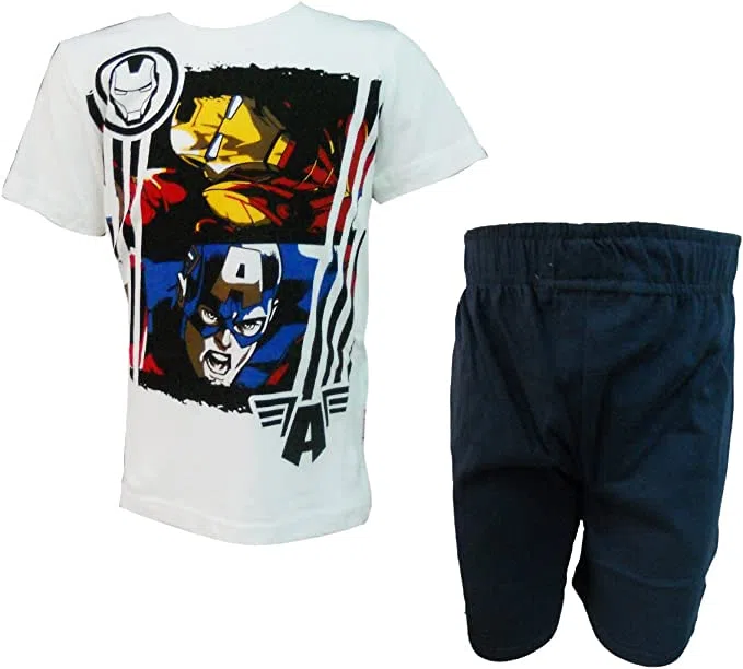Marvel Completo Bambino Ragazzo Corto Mezza Manica in Cotone Avengers Art. 5075b