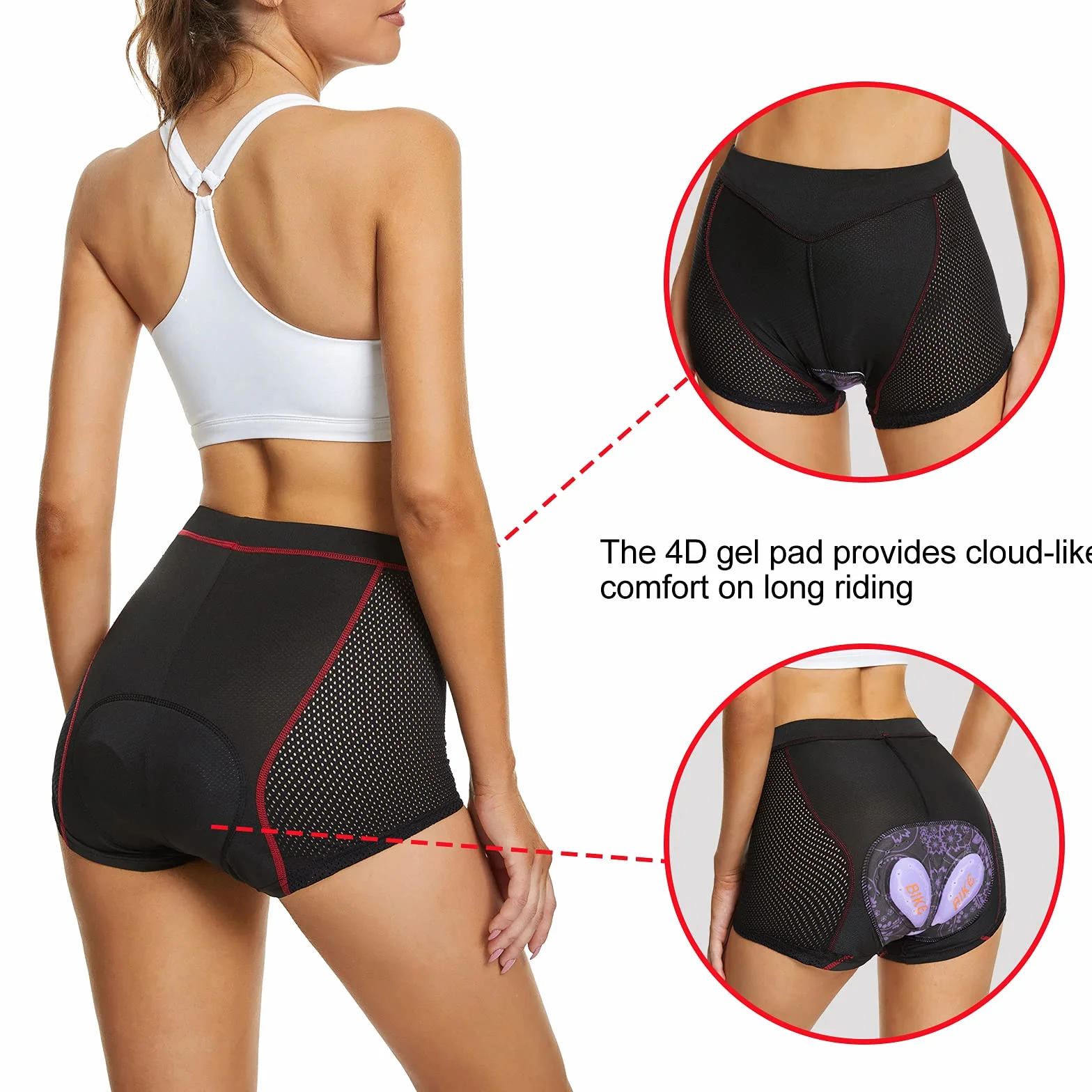 FEIXIANG Pantaloni da Ciclismo da Donna, Pantaloncini da Ciclismo Corti Pantaloncini da Ciclismo Biancheria Intima da Ciclismo con Imbottitura in Gel 4D Traspiranti ad Asciugatura