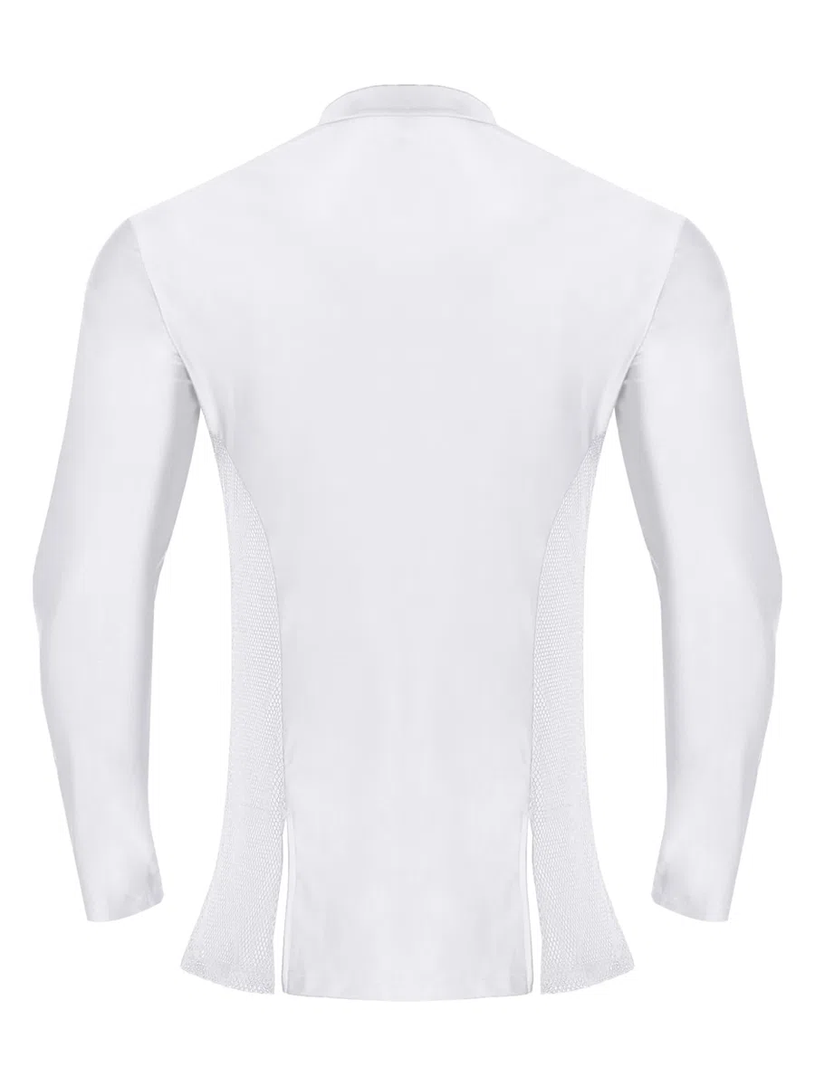 Mufeng Camicia da Ballo Latino Americano Uomo Blusa Tunica Traspirante Paillettes Maglietta da Pattinaggio Artistico Maglia Danza Classica Samba Rumba Salsa