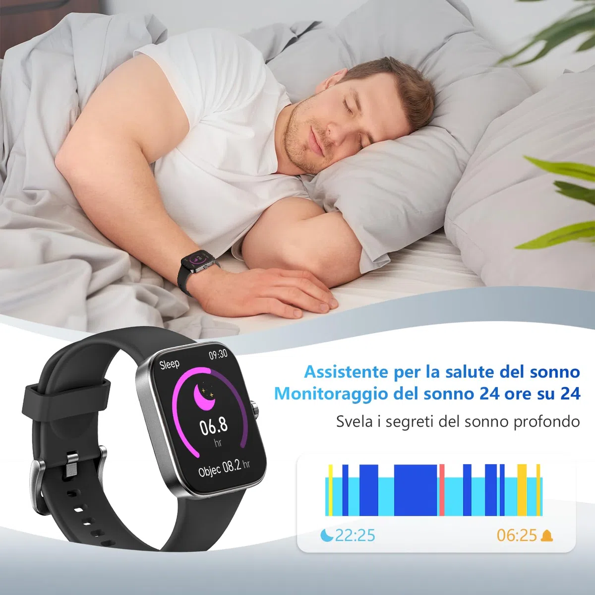 Smartwatch, 1.85'' Schermo Orologio Smartwatch Uomo Donna con Chiamata e Risposta Vivavoce, Smart Watch con Contapassi, Cardiofrequenzimetro da Polso, 200+ modalità Sportive per Android iOS