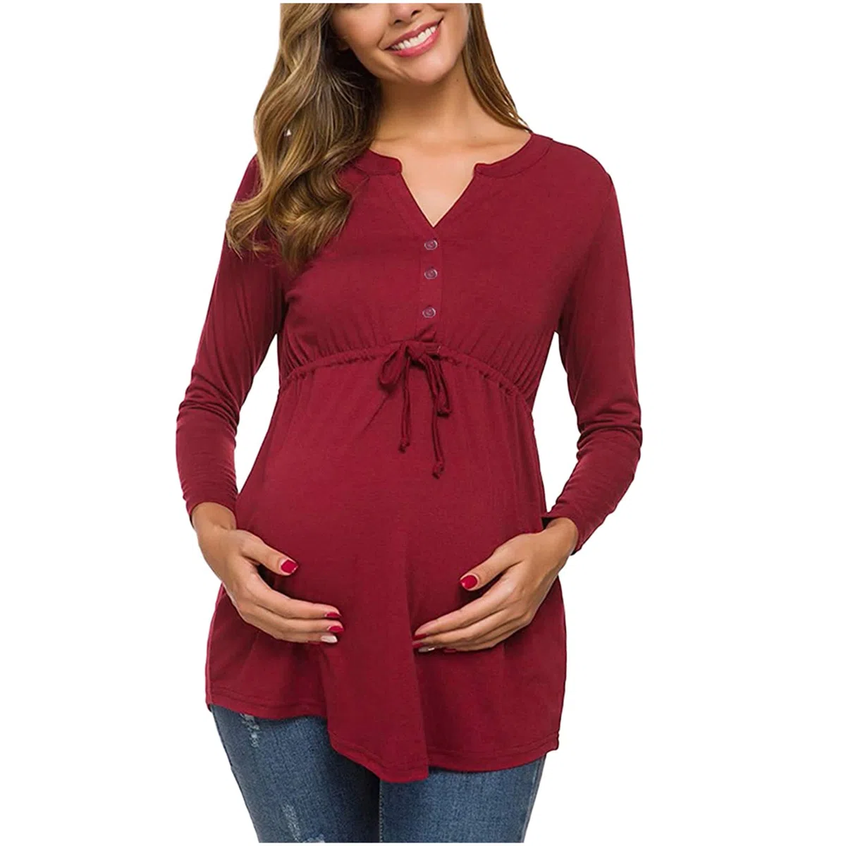 Premaman Top L'Allattamento al Seno Donna Felpa Premaman Allattamento Maglia Trasparente con Maniche Lunghe per Gravidanza T-Shirt maternità in Cotone Magliette di maternità Donna Bluse Camicetta Tops