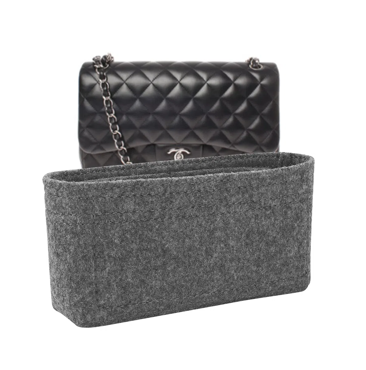 Lckaey Borsa Organizer Inserto per chanel borsa inserto organizer classico patta media borsa organizer senza cerniera 2009lightgray-M