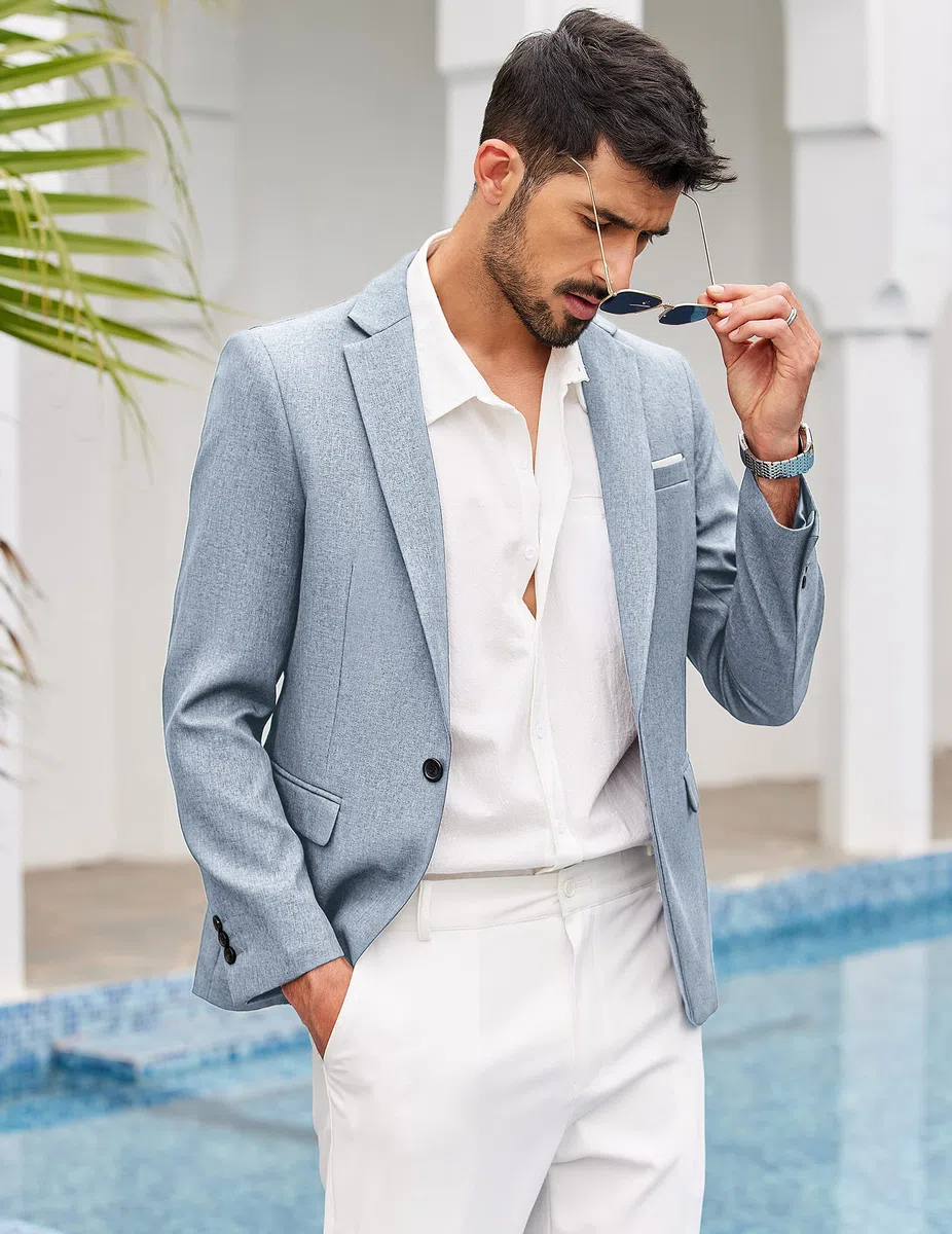 Coofandy - Giacca sportiva casual da uomo, leggera, con bottone singolo