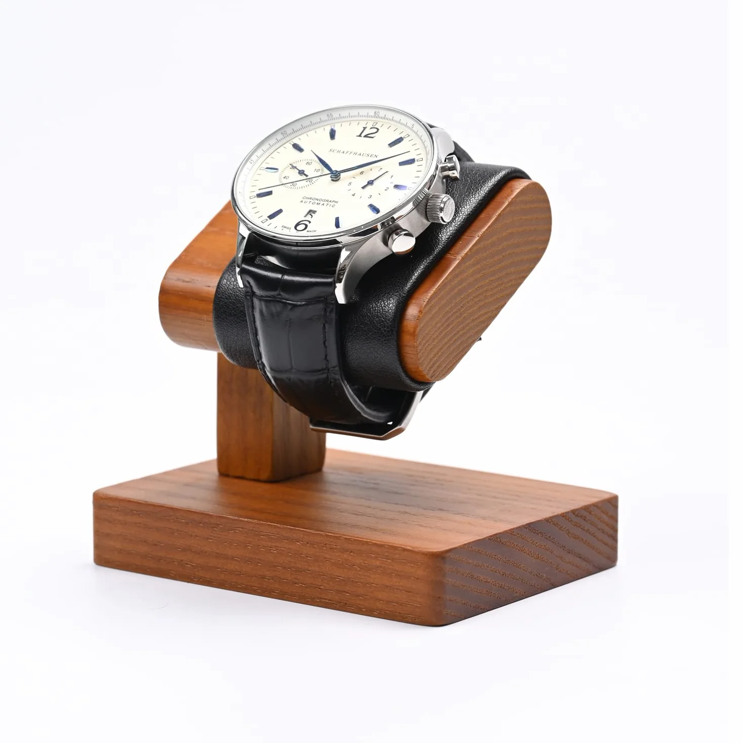 Oirlv Supporto per orologi in legno massiccio, semplice da uomo, in legno Ideale come regalo per lui (nero)