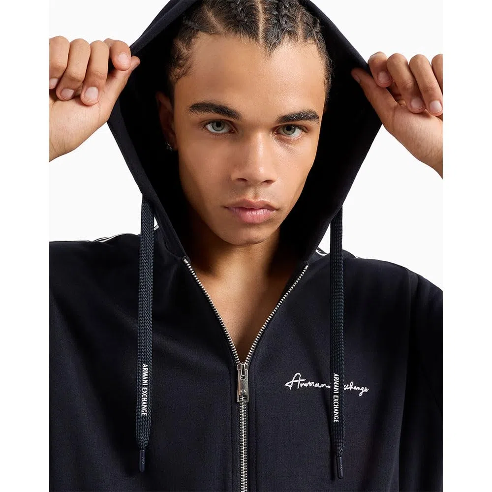 Armani Exchange Essential, Logo Signature, Full Zip Felpa con Cappuccio Uomo (Pacco da 1)