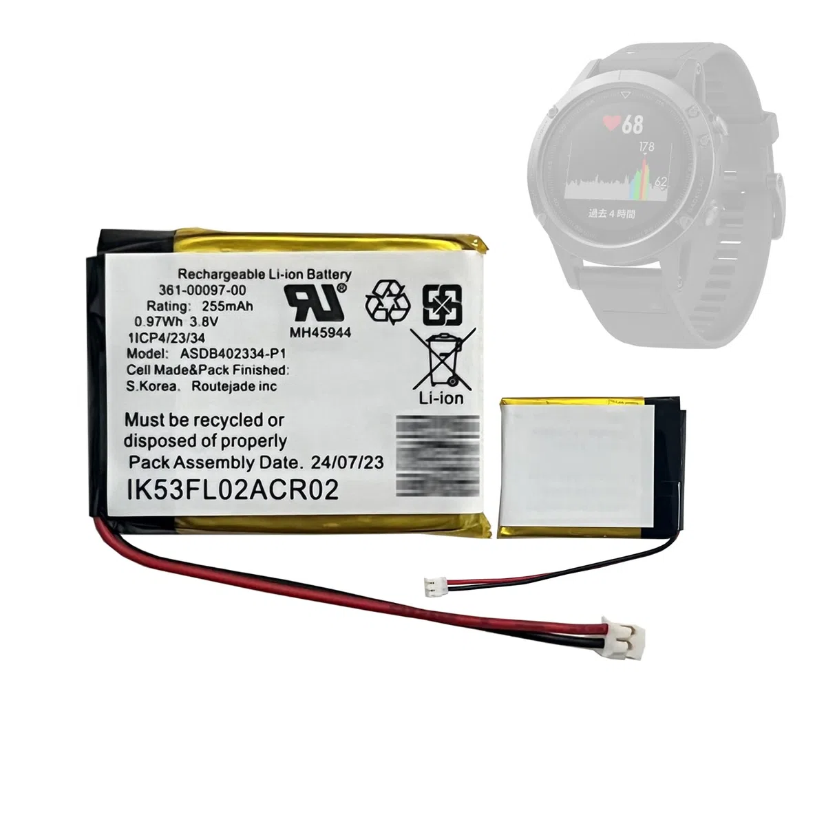 Batteria di ricambio 361-00097-00 ASDB402334-P1 compatibile con Gar-min Fenix 5/5X Smartwatch Watch