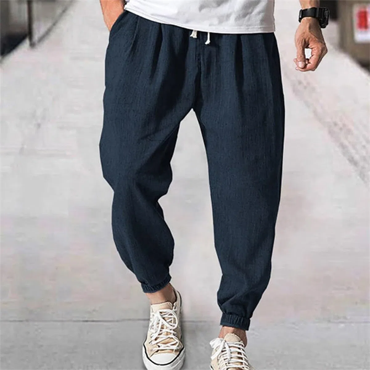 Pantaloni Giapponesi Uomo Estivi Lino Leggeri Baggy Harem Pants in Cotone e Lino Casual Larghi Pantaloni Comodi Traspirante con Tasche e Coulisse Pantalaccio Japan Elegante da Yoga e Spiaggia
