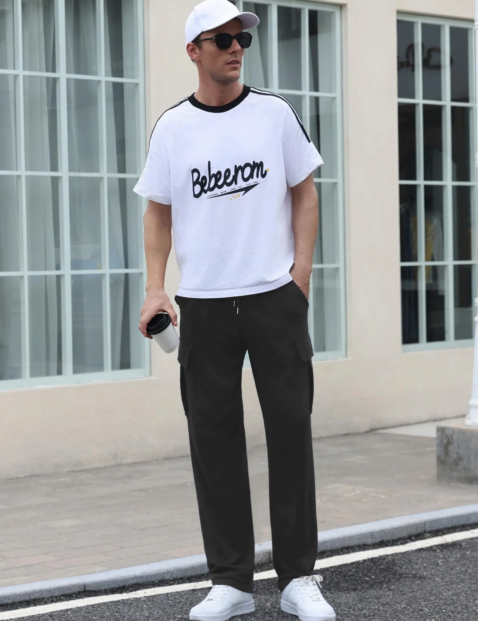 Pantaloni Tuta Uomo Larghi Pantaloni Sportivi con 4 Tasche Pantaloni Jogging in Cotone Pantalone Gamba Dritta Comodi Pantaloni Leggeri per Running Fitness S-3XL