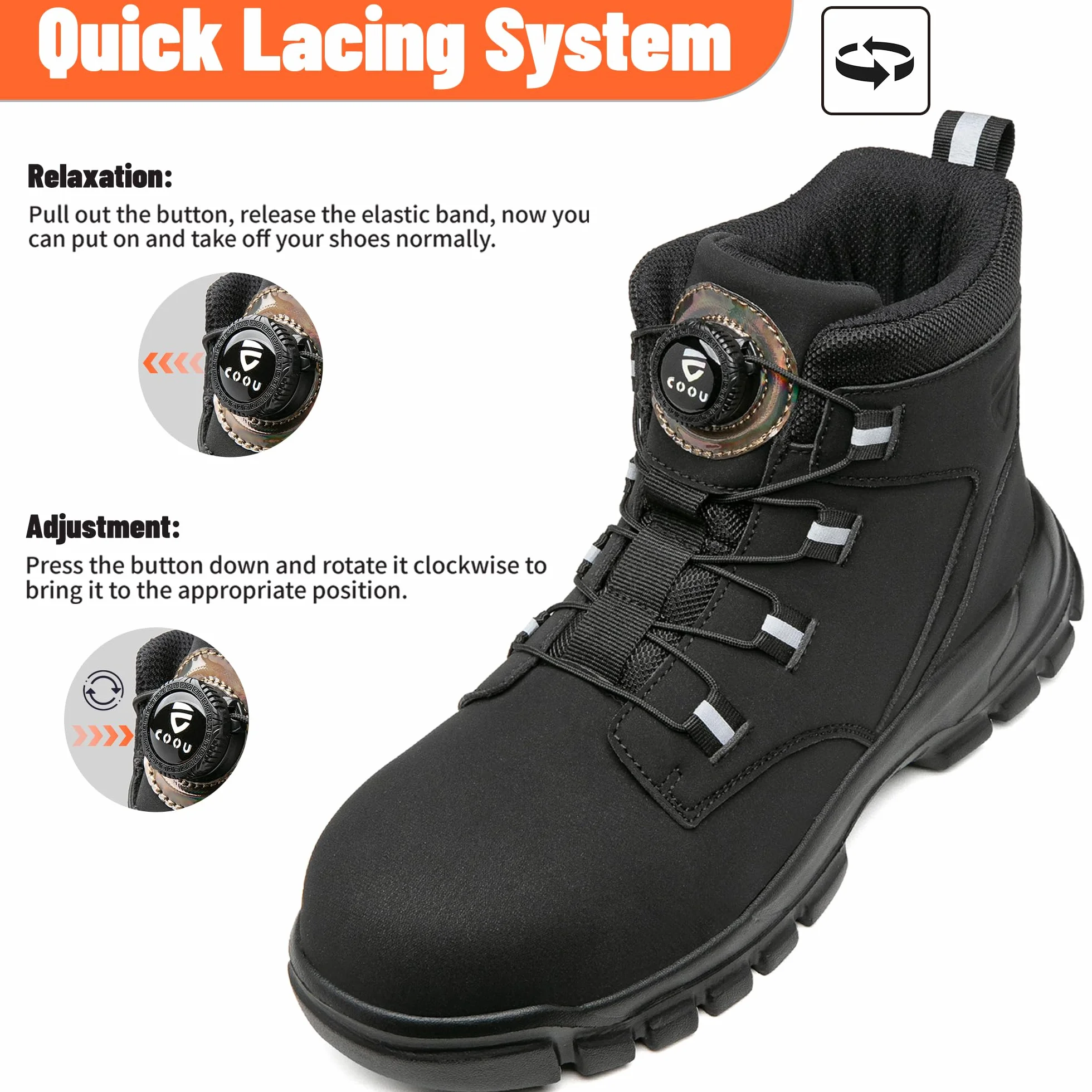 KOIFISH Scarpe Antinfortunistiche Uomo Donna Alte Scarponi Antinfortunistiche Leggere Comode Scarpe da Lavoro con Punta in Acciaio Antiscivolo