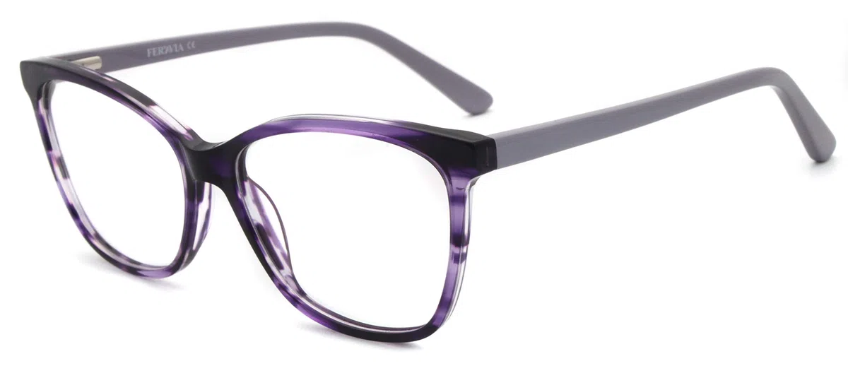 Eleganti occhiali da vista classici da donna con lenti trasparenti ottiche quadrate in acetato lucido senza prescrizione