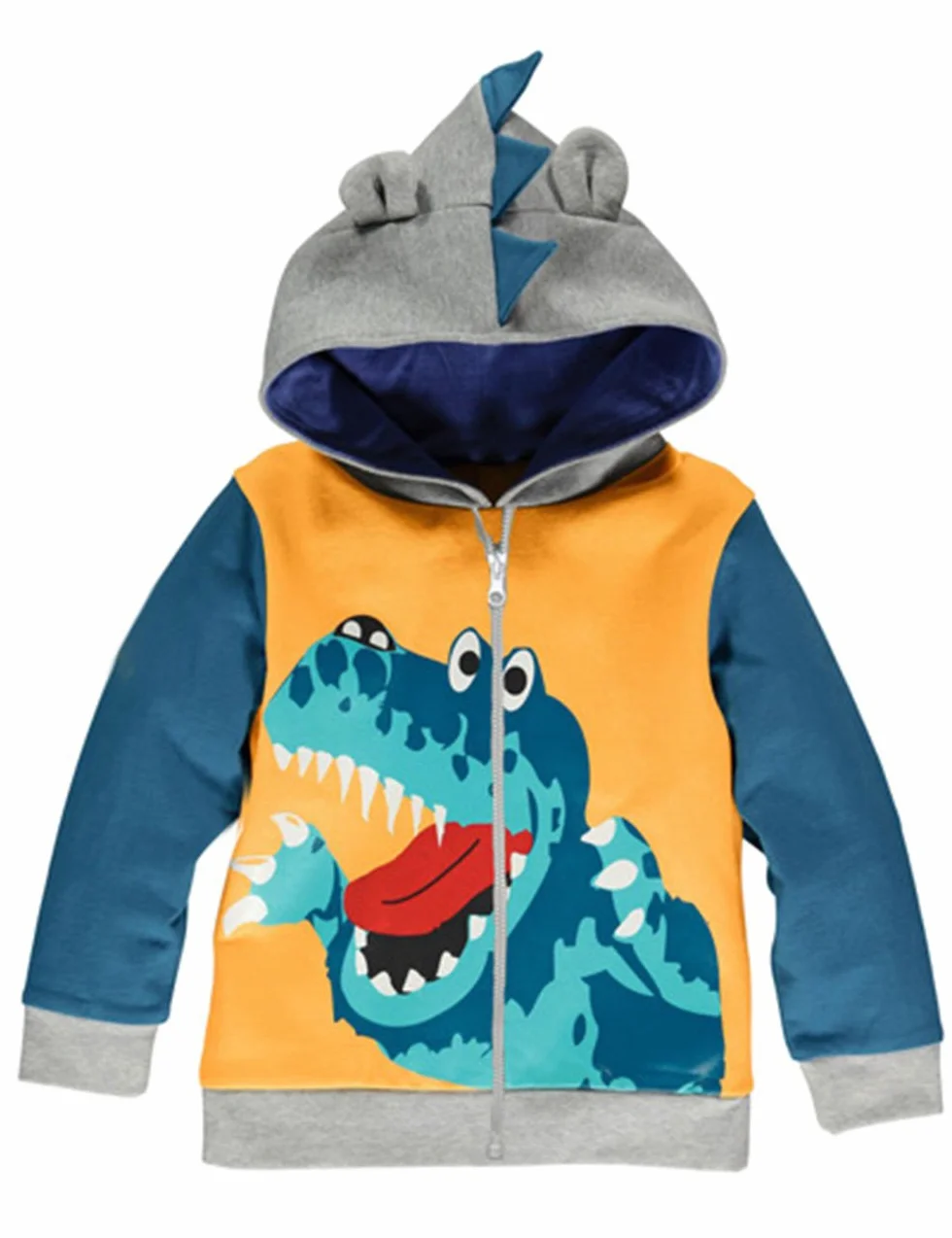 LitBud Bimbo Ragazzi Giacca Felpe con Cappuccio Dinosauro Animale Cerniera Hoodie Cappotto Vestiti Autunno per Bambini 1-7 Anni