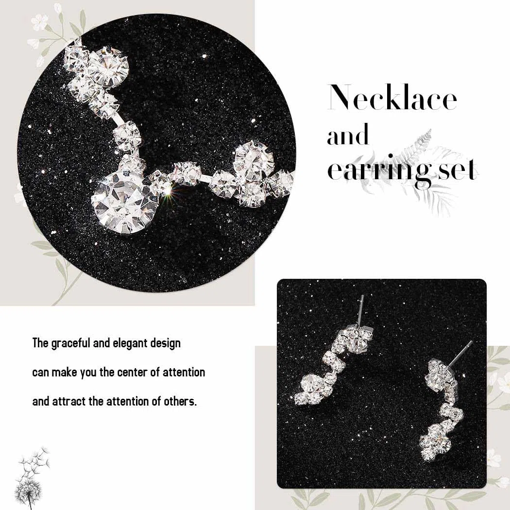 Set di gioielli da sposa in argento con strass da sposa e orecchini, set di gioielli in zirconia cubica per donne e ragazze (XT-031)