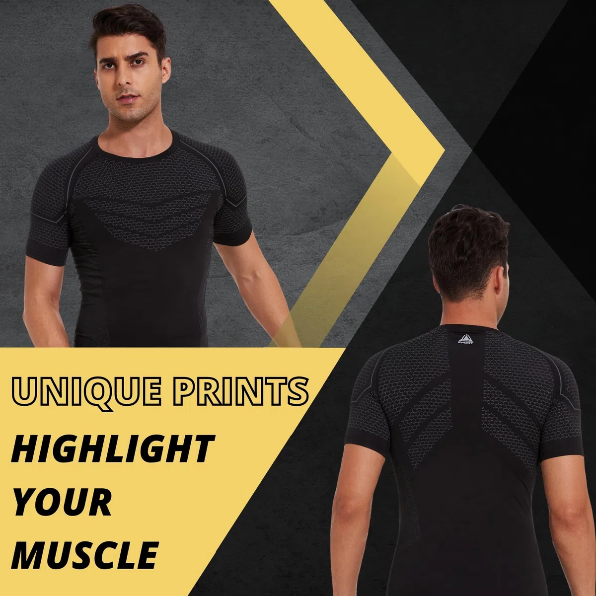 AMZSPORT Maglia a Manica Corta Compression da Uomo Sport Palestra